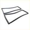 Black rubber door weatherstripping seals rear corner set for Nissan Patrol Safari Y60 van shown from the back side