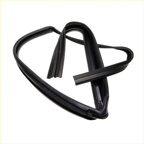 Black rubber rear door glass run channel for Toyota Hilux 2005-2015 automotive window seal shown from back side