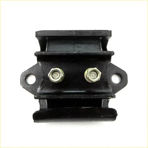 Black rubber rear engine mount with two silver hex bolts for Nissan Datsun Navara D22 1997-2004