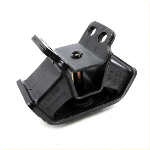 Black rubber rear engine mount with metal bracket and threaded bolt for toyota hilux 1997-2005 showing back side