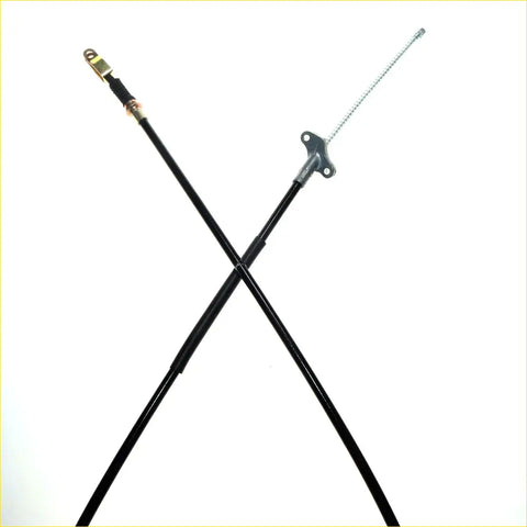 Black rear hand parking brake cable set for Toyota Hilux 2004-2015 with metallic ends and threaded shaft shown from back