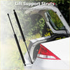 Black lift support struts for white toyota highlander rear hatch shown from back side against open trunk