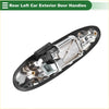 Rear left exterior door handle for Toyota Land Cruiser with black plastic exterior and chrome interior mechanism back view