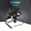 Back view of a black plastic and metal rear liftgate door lock actuator motor with silver housing for toyota rav4 2013-2018