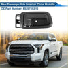 Black plastic rear right passenger side interior door handle for toyota tundra with smooth design and integrated button back view