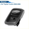 Black plastic rear right passenger side interior door handle pull for toyota tundra 2000-2006 shown from back side