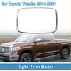 Chrome finished rear row headlight trim bezel in silver tone for toyota tundra 2014-2021 models