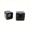 Black rubber square foot protectors with central hole for rear stabilizer shaft on nissan leopard coupe 1980-1986