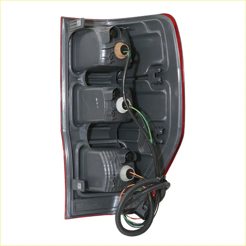 Red and black plastic rear tail light assembly with wiring harness for ford ranger t6 px xlt wildtrak 2011-2015 back view