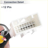 White plastic 12-pin automotive connector with metallic pins for rear view camera adapter wire harness toyota 4runner back side