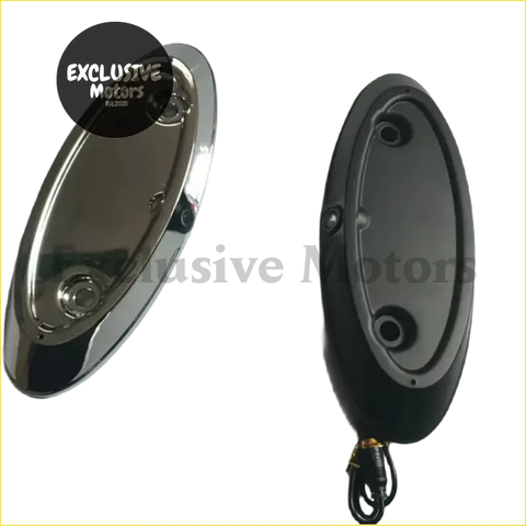 Chrome finished oval motorcycle license plate light with black rear housing and wiring for ford ranger parking system