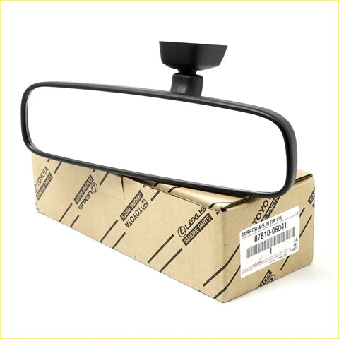Black plastic rearview mirror with sleek rectangular frame and mounting bracket for toyota hilux 2005-2015