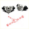 Rear wheel brake cylinder for mazda familia van 1.3l 1.5l 1999-2007 silver metallic with black rubber end caps and threaded fittings