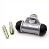 Silver metal rear wheel brake cylinder with black rubber caps and assab logo for nissan 720 d21 navara with tools