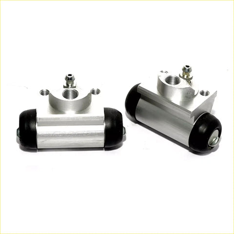 Rear wheel brake cylinder set with silver aluminum body and black rubber caps for nissan micra march k13 2010-2020