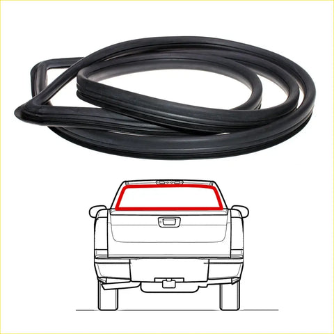 Black rubber weatherstrip for rear window of mitsubishi triton colt l200 1986-1996 shown from back side