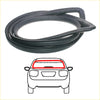Black rubber rear window weatherstrip for mitsubishi triton storm strada 1996-2006 shown from the back side