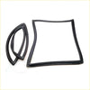 Black rubber rear window weatherstrip seals in two shapes for Nissan Patrol Safari 1980-1986