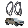 Black rubber rear window weatherstrip seal strips for nissan patrol safari 1980-1986 shown from back side