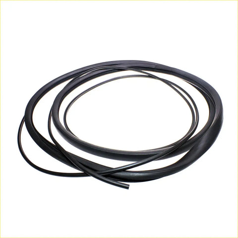 Black rubber weatherstrip seal for rear windshield of mazda familia m1000 1200 1300 1967-1977 showing back side