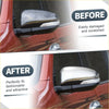 Shiny chrome-finished side mirror cover cap on red Toyota Hilux 2015-2020 for rearview mirror protection
