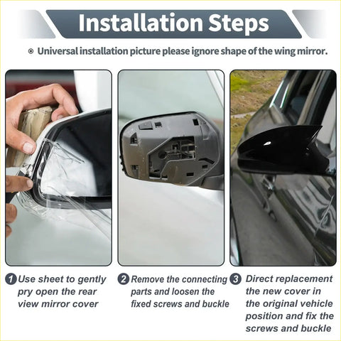 Black plastic rearview mirror cover cap designed for direct replacement on toyota hilux vigo 2005-2011 side mirror