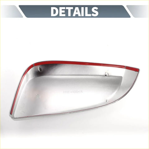 Chrome finished side mirror cover with red accent trim for toyota hilux rearview mirror 2015-2022