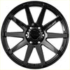 Black matte finished hre hre alloy wheel with multi spoke design and hre center cap in recon force gloss black