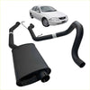 Black redback 2.5 inch cat back sports exhaust with rectangular muffler and curved pipes for ford ea eb ed ef el au back view