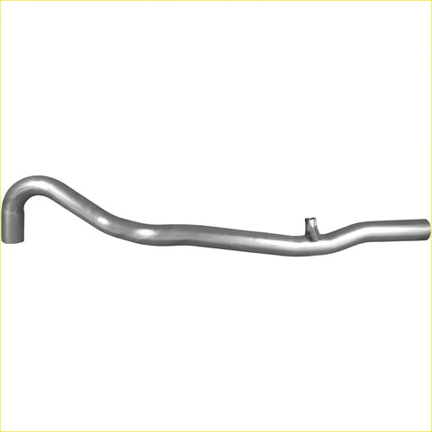 Silver metallic exhaust manifold with smooth reflective curved tubes from redback 25 inch catback exhaust for holden commodore vl