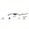 Black Redback 2.5 inch catback exhaust for Holden Statesman with central muffler and red logo visible from back side