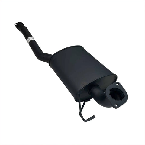 Black metal redback 2.5 inch centre exhaust muffler with curved pipe and mounting bracket for ford fg falcon