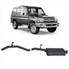 Black aftermarket redback 2.5 inch exhaust system with muffler for toyota land cruiser lc78 79 series 1hz seen from back