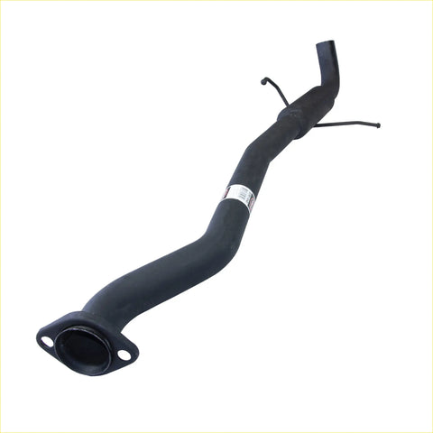 Black painted metal exhaust manifold with flanged end and curved pipe for redback 25 exhaust holden commodore ute