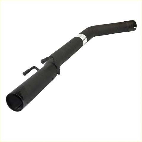 Black metal redback 2.5 inch performance tail pipe with curved design and label for holden commodore vt vy vx back side