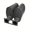 Black dual exhaust muffler system with mounting bracket shown from the back for redback 4x4 chevrolet silverado 1500