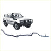 Silver metallic exhaust manifold system shown from the back for toyota landcruiser 100 series redback 4x4 extreme duty exhaust