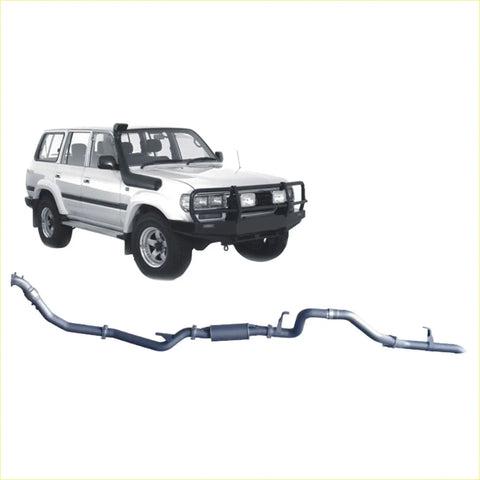 Silver metallic extreme duty exhaust system for toyota landcruiser 100 series shown from the back side