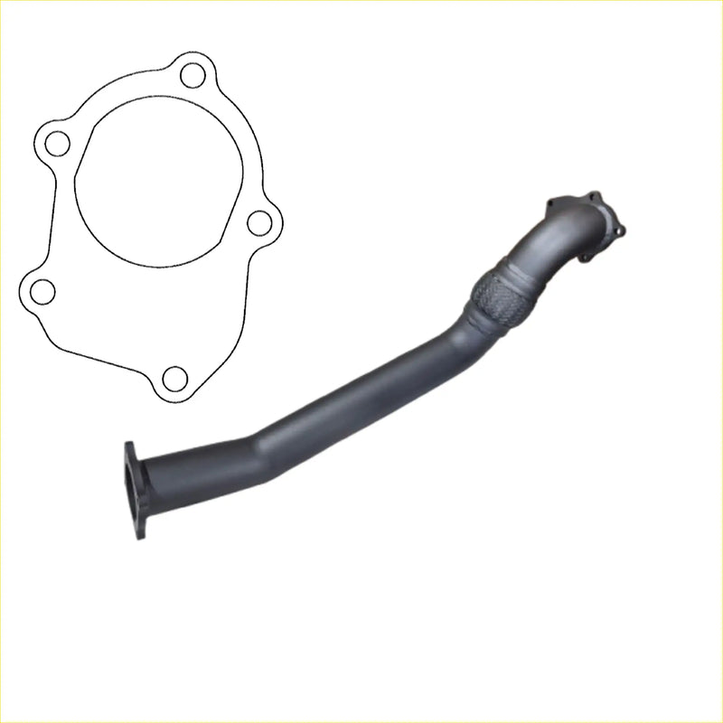 Black metal exhaust manifold pipe with flanged ends and gasket diagram for redback 4x4 performance system toyota landcruiser