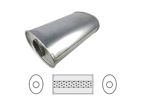Redback Oval Muffler 14" Long 3" Centre Megaflow Mild