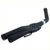 Back side of black matte redback dual 2.5 inch exhaust pipes with welded joints for holden commodore v6