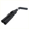 Back side view of black matte finished redback dual 2.5 inch exhaust pipes with welded joints for holden commodore v6