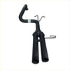 Black redback exhaust dual-exhaust pipe system with curved top and two cylindrical outlets for ford falcon ba bf sedan back side
