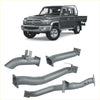 Gray metallic Redback extreme duty 4 inch dpf back exhaust manifold system for Toyota Landcruiser 70 series backside