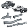 Gray metallic exhaust manifold components shown from the back for redback extreme duty 4 inch dpf back exhaust toyota landcruiser 79