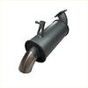 Black cylindrical exhaust pipe with polished metallic end cap and bracket for redback extreme duty 6 inch round resonator replacement