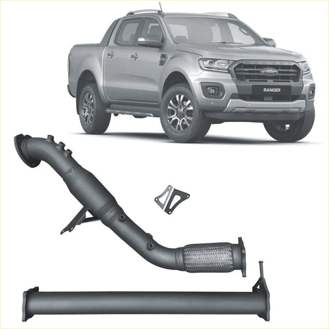 Black metallic redback extreme duty exhaust dpf adaptor kit with mesh and brackets for ford ranger 3.2l back side