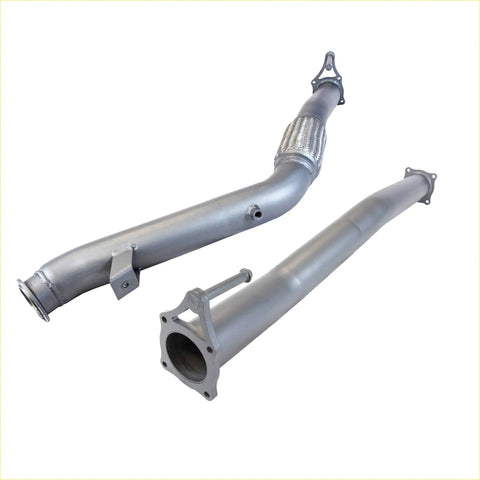 Silver metallic exhaust manifold with meshed section and flanged ends for redback extreme duty exhaust dpf adaptor kit