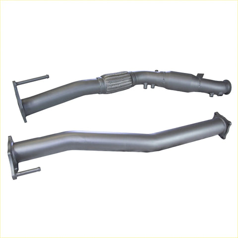 Gray metallic exhaust manifold with braided heat shield and flanged ends for redback extreme duty exhaust dpf adaptor kit