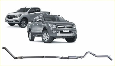 Silver metallic redback extreme duty exhaust pipe for ford ranger 3.2l showing back side details